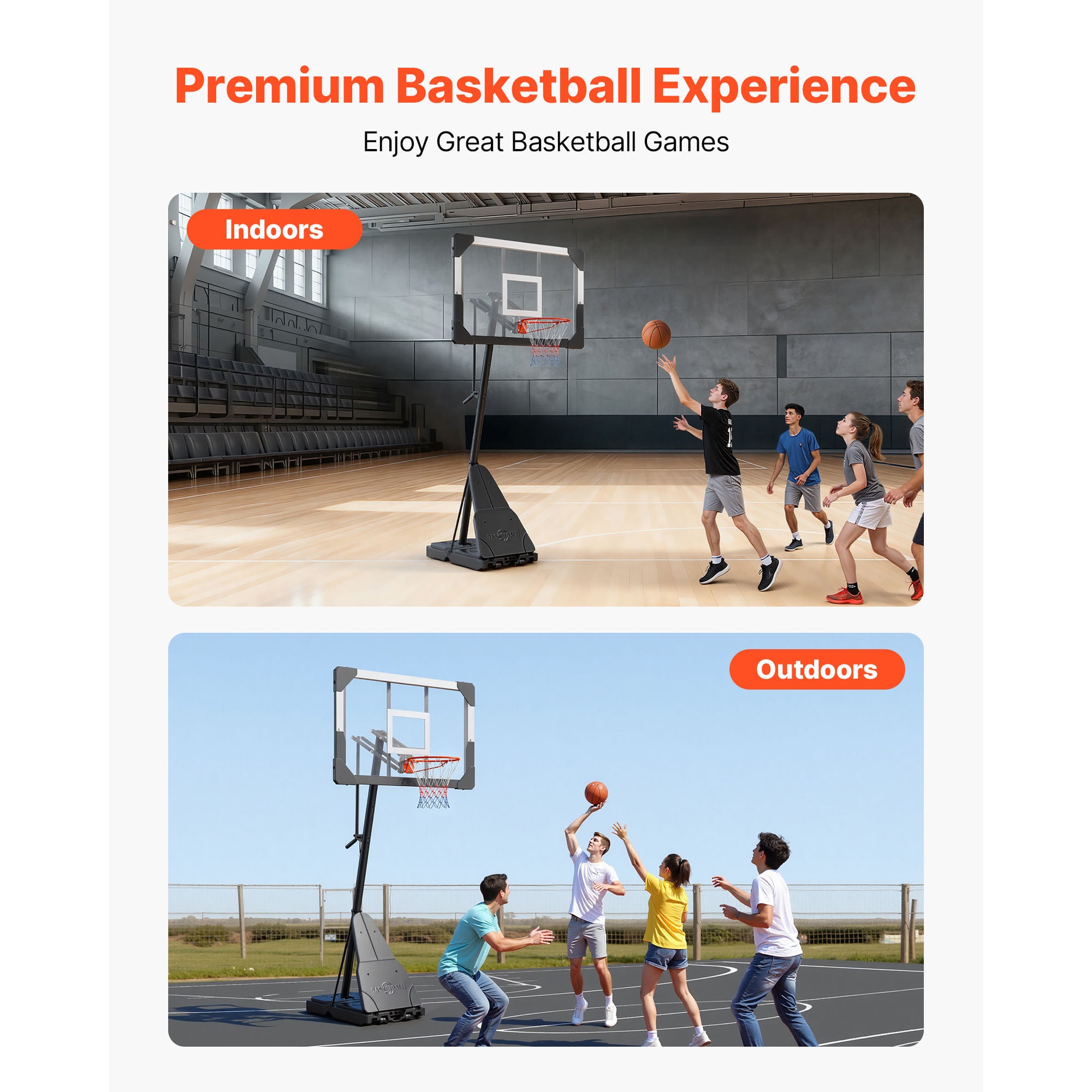 Portable Basketball Stand With Adjustable Height For Adults Kids_voghion.com